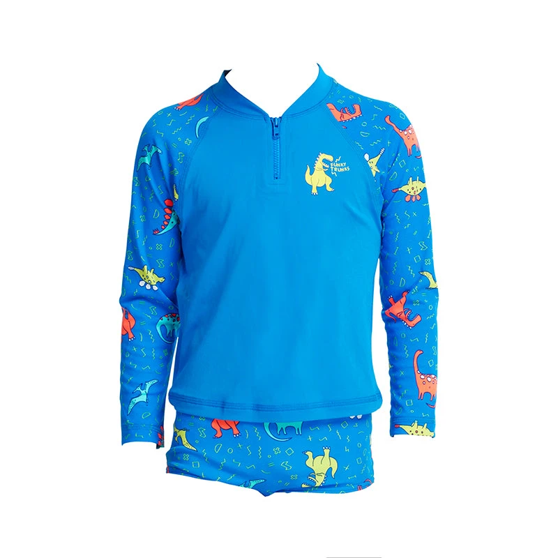 Funky Trunks - Dino Soup - Toddler Boys Zippy Rash Vest 2 Funky Trunks - Dino Soup - Toddler Boys Zippy Rash Vest - Image 2