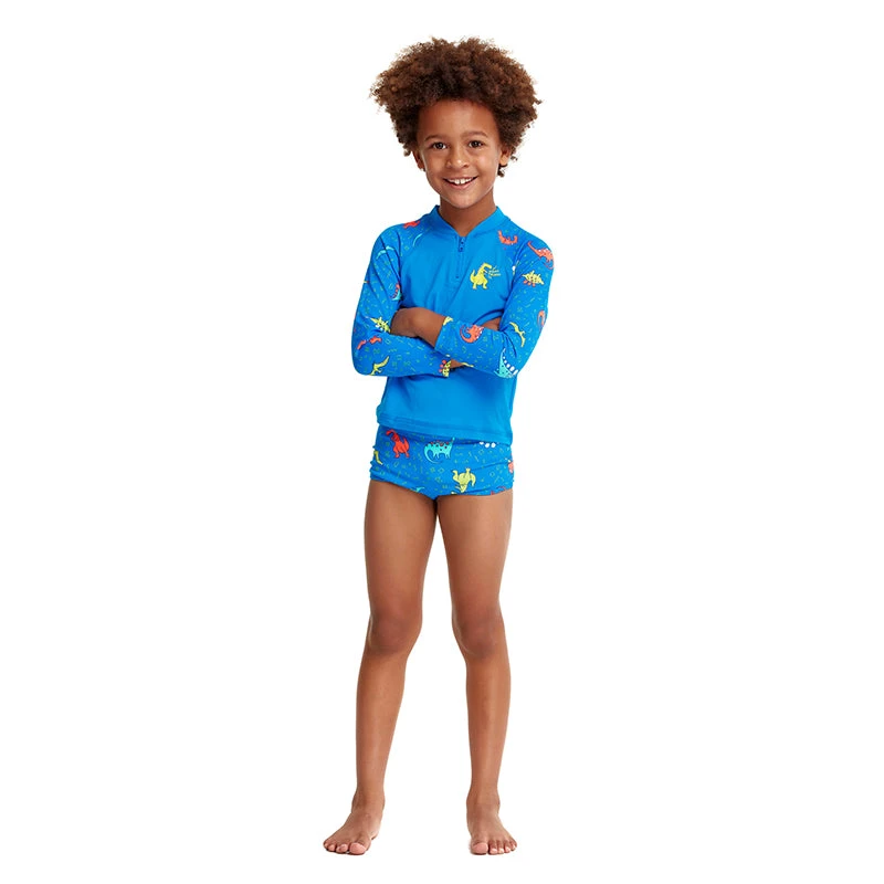 Funky Trunks - Dino Soup - Toddler Boys Zippy Rash Vest 5 Funky Trunks - Dino Soup - Toddler Boys Zippy Rash Vest - Image 5